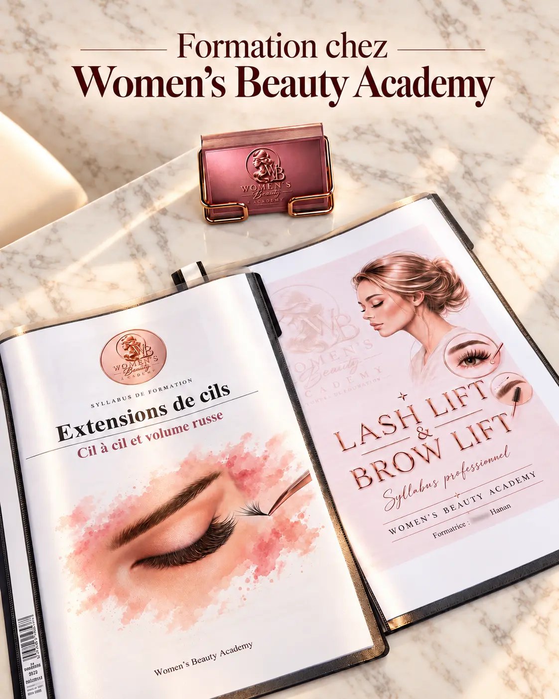 Syllabus de formation Women's Beauty Academy — extensions de cils et lash lift & brow lift