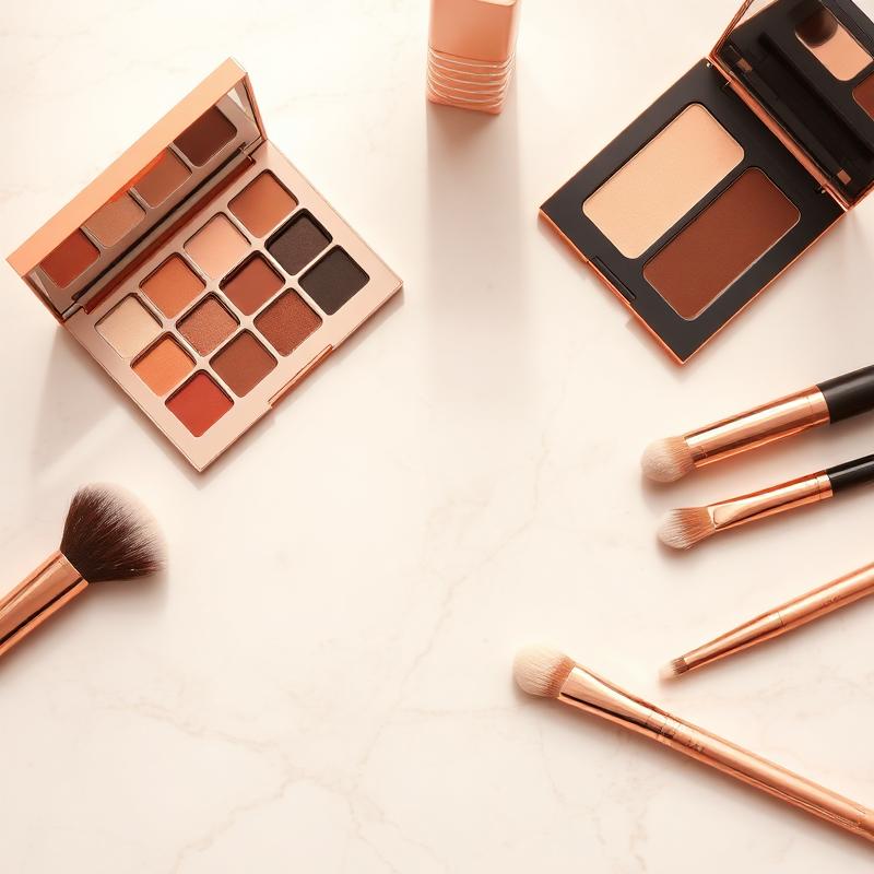 Palette de maquillage professionnelle avec pinceaux et pigments